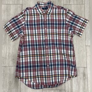 Men's Polo Ralph Lauren Plaid Button-Up Short Sleeve Shirt Size L Large Used